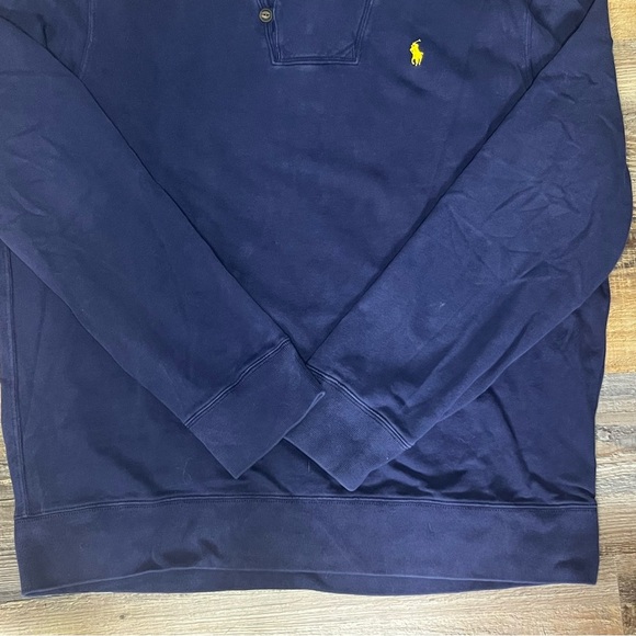 Polo Ralph Lauren Vintage Crewneck Pullover Shawl Collar Sweatshirt XXL Navy Men - Picture 3 of 10